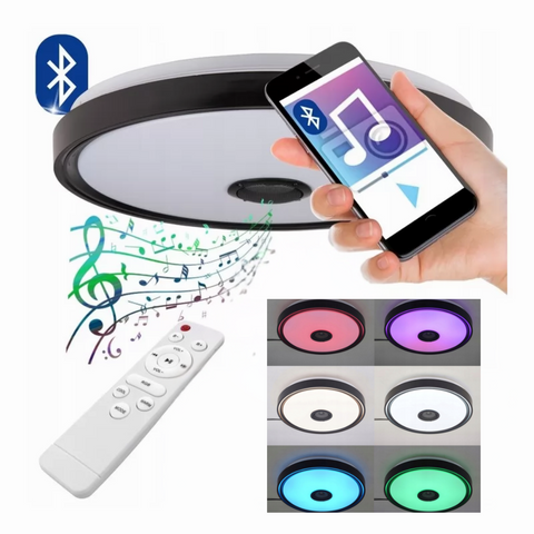 Plafoniera LED Cosmo 72W RGBW CCT, Dimabila, Telecomanda si Difuzor Bluetooth