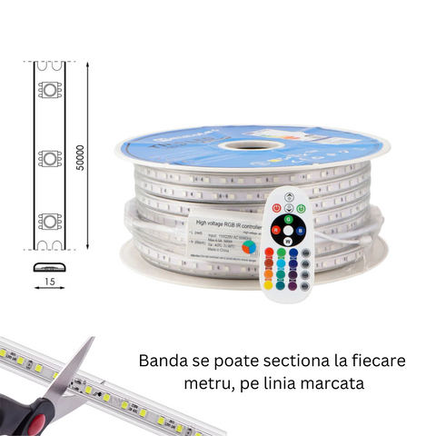 banda led rgb 50m, banda led 220V, cea mai buna banda cu led, banda cu leduri rgb, banda led 220v, banda led exterior, banda led flexibila, banda led IP65 220v, banda cu led alimentare 220v, banda led acasa, banda LED rgb, led-box.ro