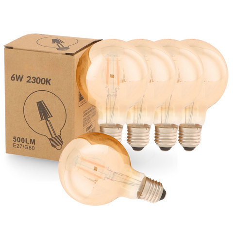 bec led 6w E27, bec led vintage, bec led retro, bec LED E27 lumina calda, bec LED Amber, becuri sticla Amber, becuri LED vintage, led-box.ro