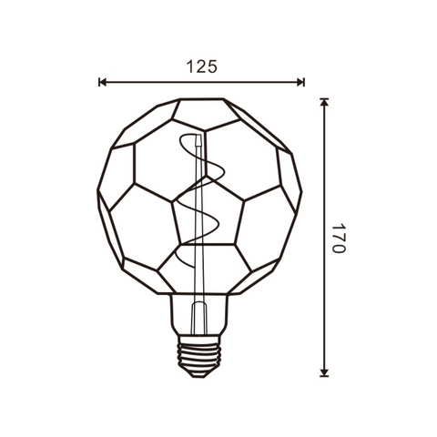 bec led E27 G125, bec led vintage 4W, bec led retro, bec LED E27 lumina calda, bec LED Amber, becuri sticla Amber, becuri LED vintage, filament spirala, led-box.ro