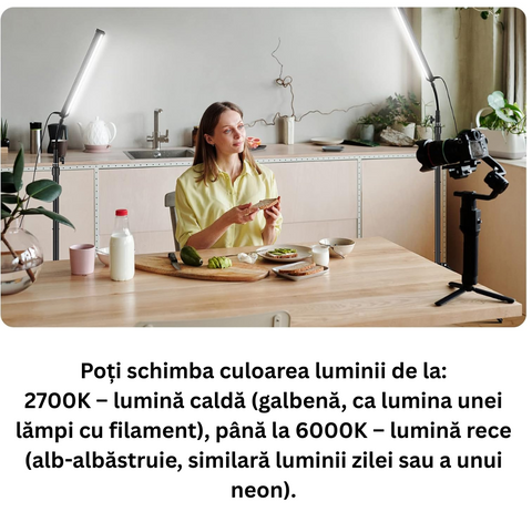 tester temperatură de culoar,  baston luminiscent portabil, lumină ajustabilă 2700K–6000K, lumină pentru fotografi, lumină pentru design interior, lampă LED portabilă, lumini ambientale pentru decor, unealtă pentru designeri de interior, tester lumină, led-box.ro