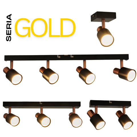 Aplica Seria Gold cu 1 Spot GU10, Metal, Finisaj Negru + Auriu