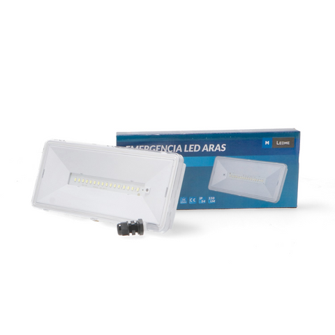 Vedere frontală a lămpii de siguranță LED cu carcasă albă led-box.ro