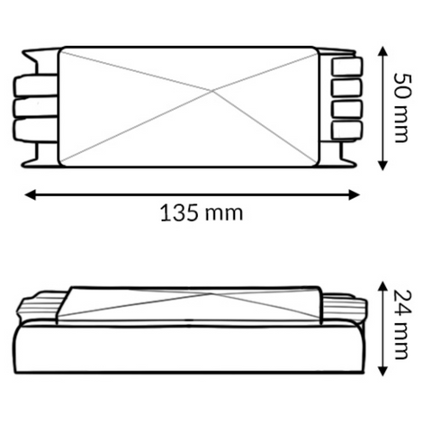 dimensiuni transformator 12V DC, 100W, pentru benzi LED, utilizare interioară, IP20, led-box.ro