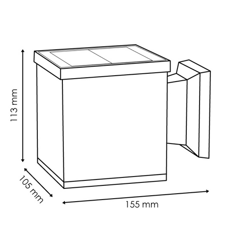 aplica solara, aplica cu incarcare solara, aplica fatada, aplice incarcare solara, aplice exterior, aplica solara aluminiu, aplica alba, aplica cub, aplice exterior, led-box.ro