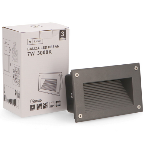 aplica led din aluminiu, pentru montare incastrata in perete, lumina calda, putere 7w, led-box.ro