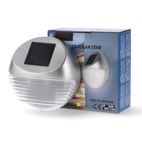 aplica led solara, aplica incarcare solara, aplica cu senzor lumina, aplice solare fatada, aplica solara 3w cu senzor, aplica exterior incarcare solara, aplica cu senzor crepuscular, led-box.ro