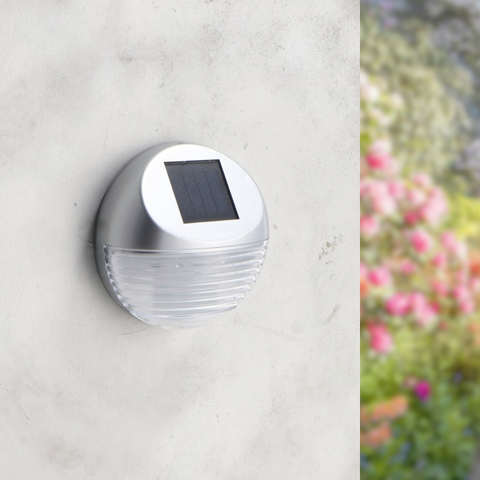 aplica led solara, aplica incarcare solara, aplica cu senzor lumina, aplice solare fatada, aplica solara 3w cu senzor, aplica exterior incarcare solara, aplica cu senzor crepuscular, led-box.ro