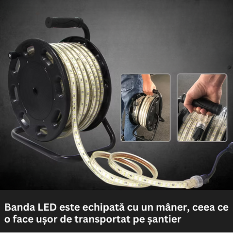 banda led santier, banda led 220V, banda LED bobina, banda led santier, banda led rezistenta la apa, banda led 220v exterior, banda led bobina, banda led 50m, banda led 220v IP65, led-box.ro