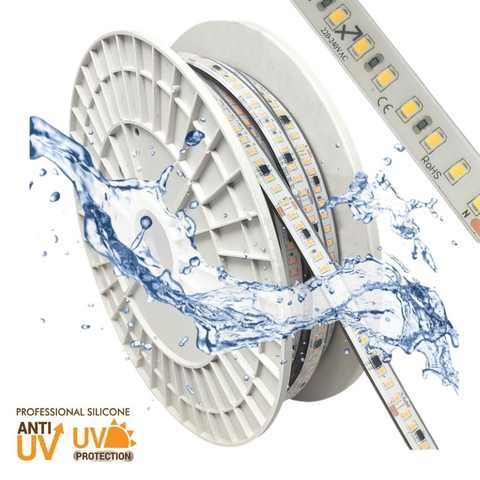banda led 220v, banda LED SMD2835, banda LED 14W/m, Banda LED rezistenta, banda LED 20m, banda cu LED exterior, Banda LED la rola 20m, led-box.ro