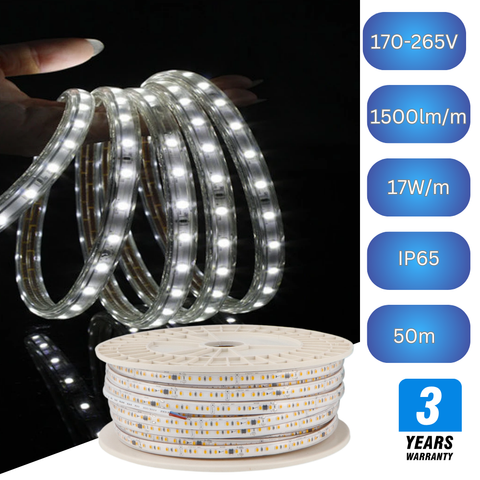 banda led 220V 50m, banda led impermeabila, cea mai buna banda cu led, banda cu leduri 220V 17w/m, banda led 220v flexibila, banda led exterior, banda led flexibila, banda led IP65 220v, banda cu led alimentare 220v, led-box.ro