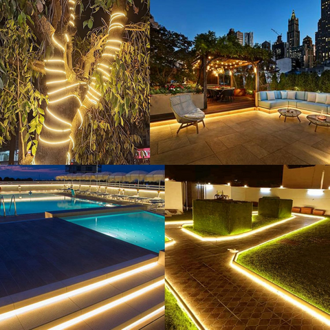banda cu led lumina calda 5 metri, panou solar cu tarus si telecomanda pentru iluminat terasa led-box.ro
