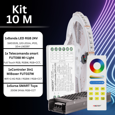 Bandă LED RGB 10m cu telecomandă Mi-Light