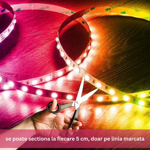 Banda LED RGB pentru exterior sau interior, sectionabila la fiecare 5 cm
