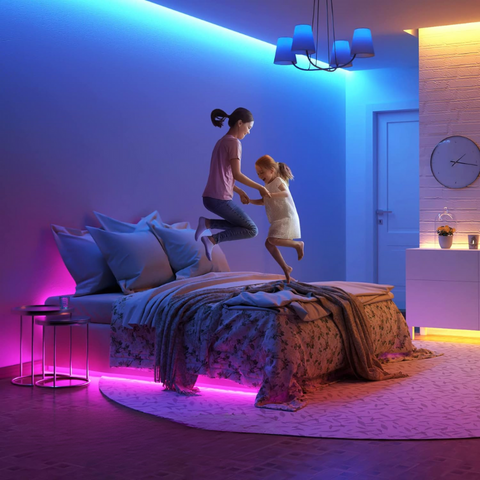 kit banda led, banda led multicolora, kit banda rgb IP20, banda rgb, kit banda rgb 5m, banda rgb cu telecomanda, banda rgb cu sursa alimentare, banda led rgb dedeman, banda rgb interior, banda led interior, led rgb living, banda led 5m