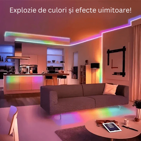 bandă LED RGBIC 24V, LED RGBIC SMD5050, bandă LED digitală multicolor, bandă LED cu control independent, LED strip RGBIC interior, bandă LED IP20 RGBIC, bandă LED efecte dinamice, iluminat RGBIC 24V, led-box.ro
