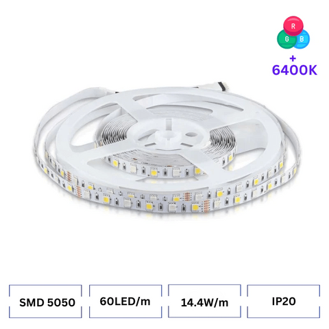 Banda LED RGBW 4 in 1, 60 LED/m, SMD 5050, RGB+Alb Rece, IP20, 12V – 5m