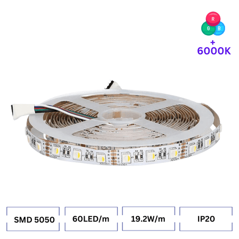 Banda LED RGBW ultra 4 in 1, 12V 60LED/m IP20, alb rece - led-box.ro