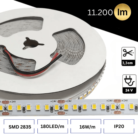 banda led interior, banda cu leduri, banda led rola 5m, benzi cu led, 5m banda led, rola banda led, banda led bucatarie, banda  180led/m, banda led smd 2835led 24v, benzi led 24v, banda led -led-box.ro