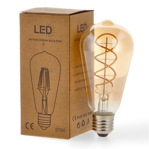 bec led E27, bec led vintage, bec led retro, bec LED E27 lumina calda, bec LED Amber filament spirala, becuri sticla Amber, becuri LED vintage, led-box.ro