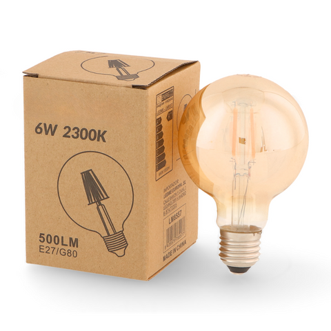bec led 6w E27, bec led vintage, bec led retro, bec LED E27 lumina calda, bec LED Amber, becuri sticla Amber, becuri LED vintage, led-box.ro