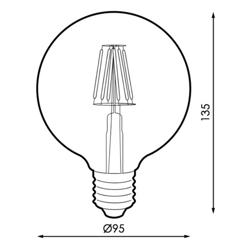 bec led E27 G95, bec led vintage 6W, bec led retro, bec LED E27 lumina calda, bec LED E27 Amber, becuri sticla Amber, becuri LED vintage, led-box.ro