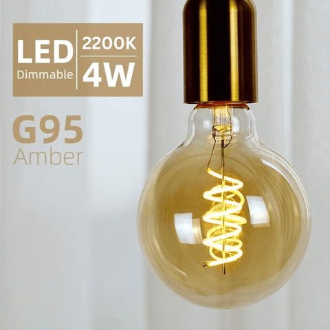 Bec LED decorativ 4W E27 G95, lumina alba calda 2200K, dimabil - led-box.ro