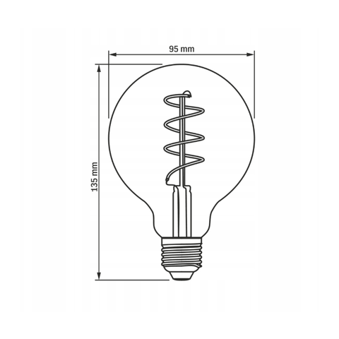 Bec LED decorativ 4W E27 G95, lumina alba calda 2200K, dimabil - led-box.ro