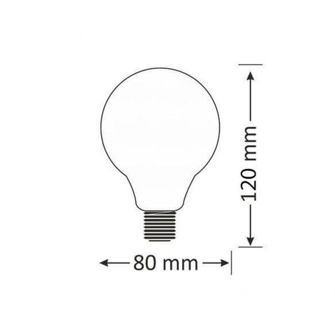 Bec LED decorativ 6W E27 G80, lumina calda, dimabil, sticla fumurie - led-box.ro