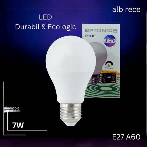 Bec LED dimabil 7W/230V E27 A60, 6500K-ledia.ro-led-box.ro