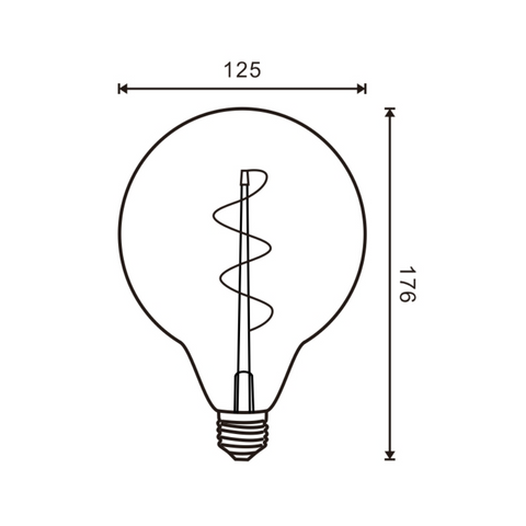 bec led E27 G125, bec led vintage 4W, bec led retro, bec LED E27 lumina calda, bec LED Amber G125, becuri sticla Amber, becuri LED vintage, becuri decorative, bec led filament spirala, led-box.ro