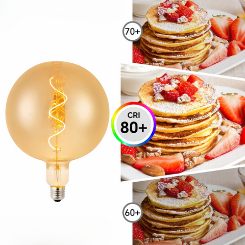 bec led E27 G125, bec led vintage 4W, bec led retro, bec LED E27 lumina calda, bec LED Amber G125, becuri sticla Amber, becuri LED vintage, becuri decorative, bec led filament spirala, led-box.ro