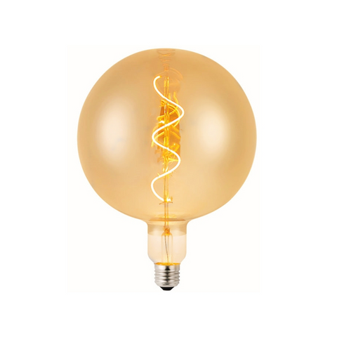 bec led E27 G125, bec led vintage 4W, bec led retro, bec LED E27 lumina calda, bec LED Amber G125, becuri sticla Amber, becuri LED vintage, becuri decorative, bec led filament spirala, led-box.ro