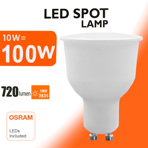 Caracteristici spot LED GU10: 10W, 2700K, lumină caldă, eficiență energetică ridicată