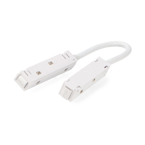Conector dublu flexibil șină magnetică, conectarea segmentelor de șină magnetică, iluminat cu șine magnetice, Conector electric dublu pentru continuitate șine magnetice, Conector dublu flexibil, șină magnetică 16mm, iluminat LED, conexiune electrică, led-box.ro