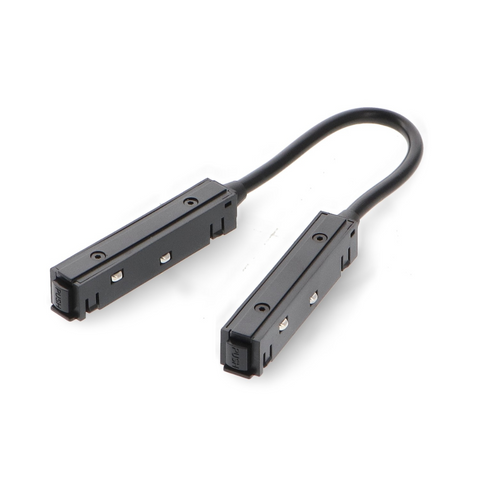 Conector dublu flexibil șină magnetică, conectarea segmentelor de șină magnetică, iluminat cu șine magnetice, Conector electric dublu pentru continuitate șine magnetice, Conector dublu flexibil, șină magnetică 16mm, iluminat LED, conexiune electrică, led-box.ro