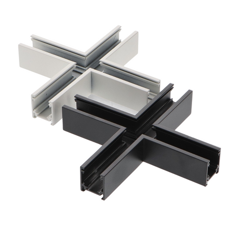 conector tip x sina magnetica, conector imbinare in cruce, conectori sina magnetica, conector negru imbinare sina, conector alb imbinare sina, accesorii sine magnetice, led-box.ro