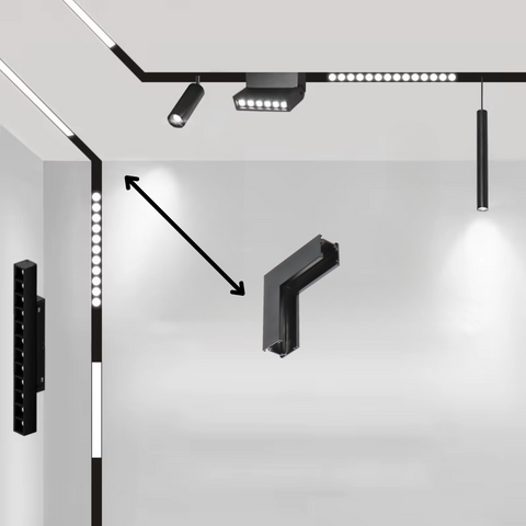 conector vertical colt, conector sina magnetica, conectori pentru sina, conector tip L, conectori , conectori magnetici sina, conector de colt sina, conector negru de colt, conector alb de colt, led-box.ro