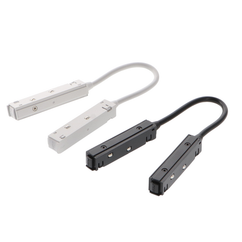 Conector dublu flexibil șină magnetică, conectarea segmentelor de șină magnetică, iluminat cu șine magnetice, Conector electric dublu pentru continuitate șine magnetice, Conector dublu flexibil, șină magnetică 16mm, iluminat LED, conexiune electrică, led-box.ro