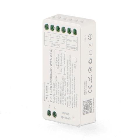 Controler LED Monocolor si CCT pentru controlul benzii LED alimentate la 12–24V