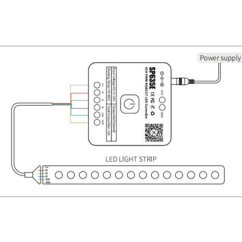 Controler Bluetooth 12A SP635E, pentru banda LED RGBCCT - led-box.ro