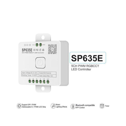 Controler Bluetooth, controller rgbcct, controller banda led multicolora, 12A SP635E, controler 12a- led-box.ro
