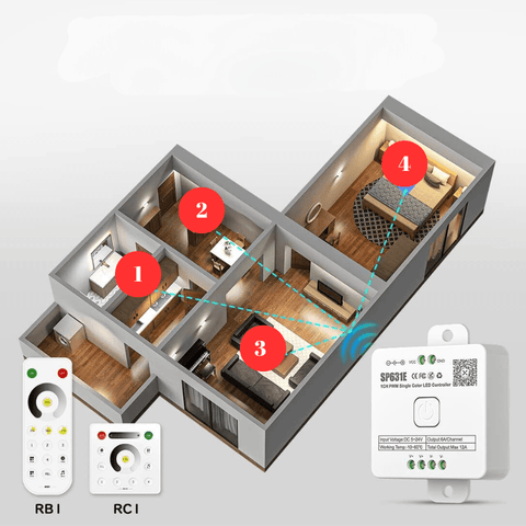 Controler Bluetooth Monocolor SP631E, 12A 5-24V - led-box.ro