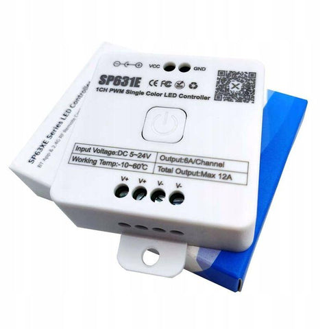 Controler Bluetooth Monocolor, controller SP631E, controler led 12A , controler 5-24V, controler banda led cu o singura culoare - led-box.ro