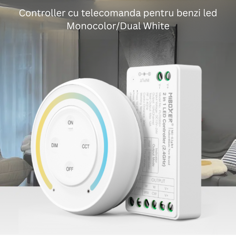 controler cu telecomanda, controler si telecomanda, controler banda led, telecomanda led, controller cct, controler mono, telecomanda banda led dual white, telecomanda cct, telecomanda banda led, miboxer, fut035sa+, dimmer, led-box.ro