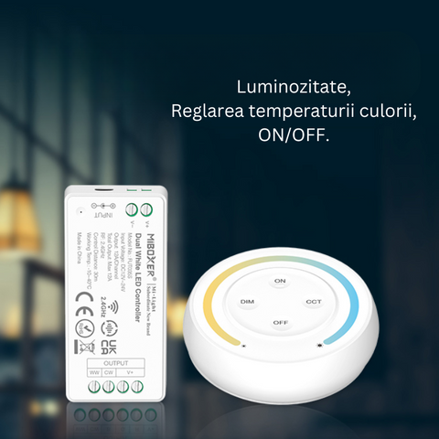controler cu telecomanda, controler si telecomanda, controler banda led, telecomanda led, controller cct, controler mono, telecomanda banda led dual white, telecomanda cct, telecomanda banda led, miboxer, fut035sa+, dimmer, led-box.ro