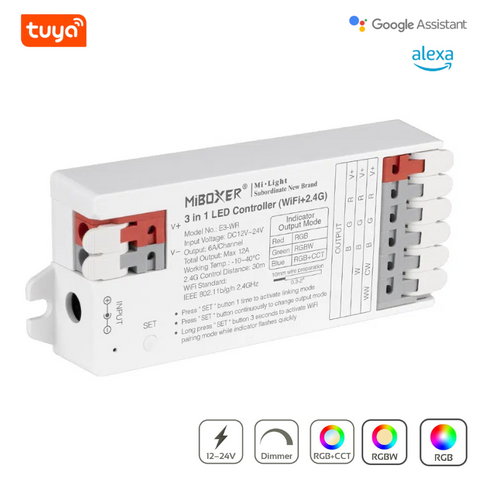 controler 3in1, controler banda led, controler rgb, controler miboxer, controler E3WR, controler wifi, controler compatibil alexa, controler compatibil tuya, led-box.ro