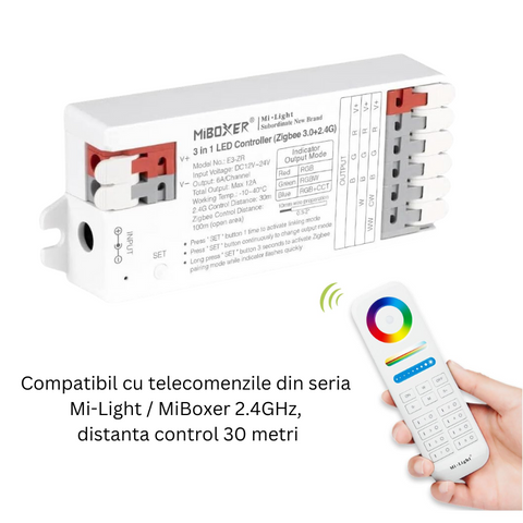 controler 3 in 1, controller banda led, controller rgb, controller rgbw, controller rgbcct, controller zigbee, controller miboxer, e3-zr, led-box.ro