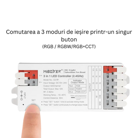 controler rf, controler 3in1, controler miboxer, controler E3-RF, controler banda led, controler rgb, controler rgbw, controller rgb+cct, led-box.ro