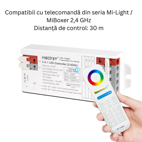 controler rf, controler 3in1, controler miboxer, controler E3-RF, controler banda led, controler rgb, controler rgbw, controller rgb+cct, led-box.ro